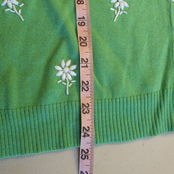 Quacker Factory Women's XS Beaded White Daisy Sweater Cottagecore Granny Chic - Picture 4 of 5